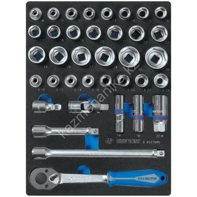KING TONY Набор торцевых головок 1/2 с принадлежностями, ложемент, 37 предметов 2430