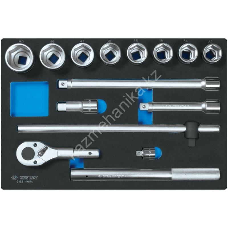 KING TONY Набор торцевых головок 3/4 с принадлежностями, ложемент, 14 предметов 2481