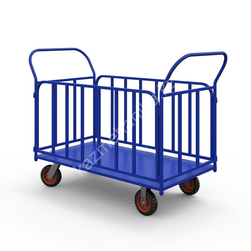 Тележка платформенная с трубчатыми бортами ТБ 5 (г/п 600 кг, 1200x700 мм, колеса литая протекторная резина 160 мм) 65 0357 a