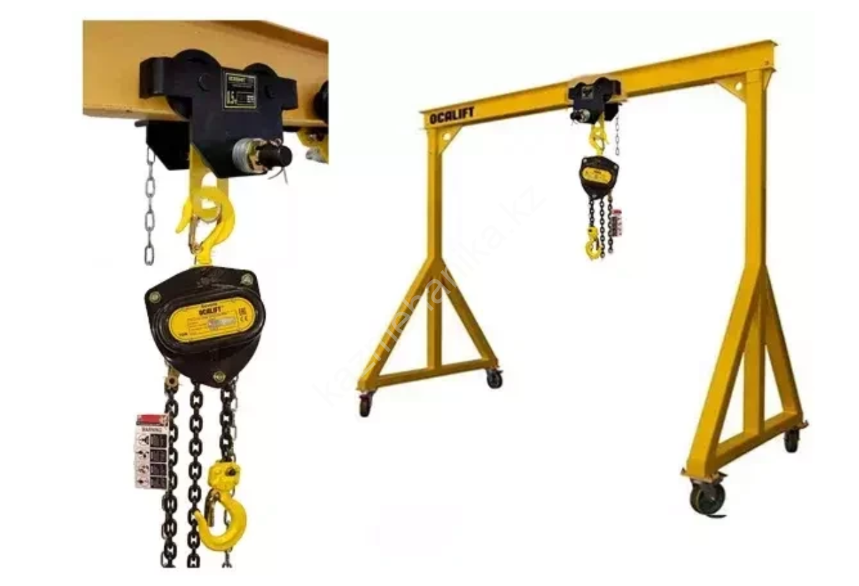 Мини-кран козловой МПУ OCALIFT 1т 2,4х2,1 метра мобильный ручной с талью СЕВЕР на каретке na karetke2